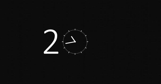 2025 year numbers typing. Clock face with moving arrows