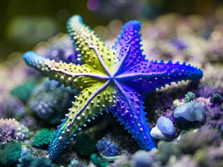 Beautiful colorful close up sea starfish background