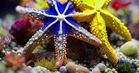 Beautiful colorful close up sea starfish background