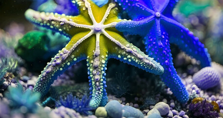 Beautiful colorful close up sea starfish background