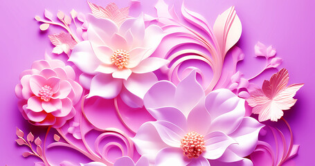 Fototapeta premium Beautiful elegant 3d style flower background