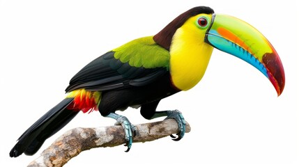 Fototapeta premium A Brightly Colored Toucan Perches On A Branch.