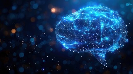 Abstract chatbot icon and talk bubble speech in futuristic low poly wireframe style.