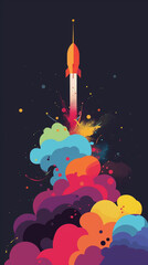 Naklejka premium Illuminate the Night: Sleek Flat Design Vector Artwork