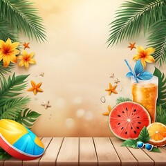 Image of Realistic background for the summer season printed on Printed Glass Basin Splashbacks