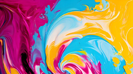 Obraz premium Yellow, Magenta with Cyan Paint color splash Abstract wallpaper design