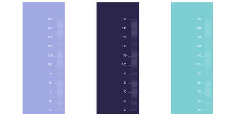 Obraz premium Set Of Colorful Rulers On White Background, Hand Drawn Doodle Measuring Scales Vector Illustration.Adorable height meter collection 