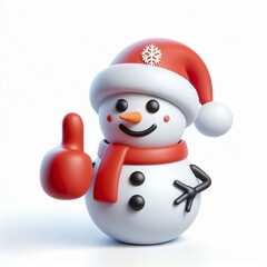 Fototapeta premium 3D christmas snowman emoji thumbs up on a white background