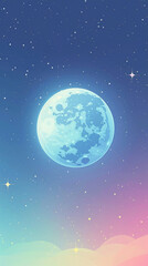 Rare Occurrence: Blue Moon Inspired Flat Design Vector with Modern Twist