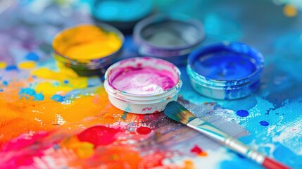 Colorful splashes of watercolor paint palette