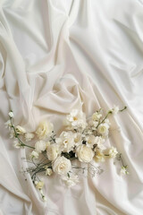Romantic Bridal Theme: Capturing Delicate White Flowers in Close-Up - Vertical composition, Copy space  - classic wedding aesthetics  - elegant wedding compositions  - Space for Text 