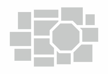 Fototapeta premium Pictures or photos frame collage. comics page grid layout abstract photo frames and digital photo wall template