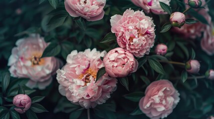 Fototapeta premium Pink peonies bloom in the garden