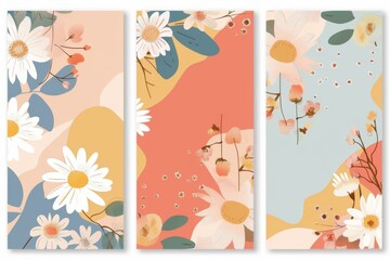 Fototapeta premium Modern Abstract Floral Art Minimalist Daisy Collection Poster Card Print Design