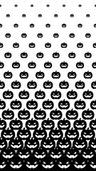 Horizontally seamless pattern with silhouette of Jack-O'-Lantern or pumpkin monster face. Halloween background for vertical videos, social media stories, etc.