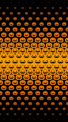 Horizontally seamless pattern with silhouette of Jack-O'-Lantern or pumpkin monster face. Halloween gradient background for vertical videos, social media stories, etc.