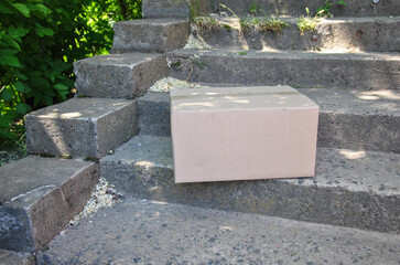 Cardboard box on the steps