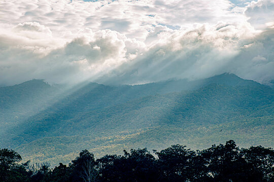 View point to see the mountain and mist and clund at Doi-Pui in Chiang Mai, Thailand in the morning after rainy