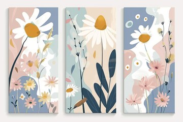 Modern Abstract Floral Art Minimalist Daisy Collection Poster Card Print Design