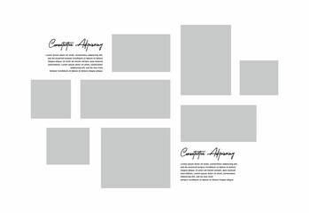 Pictures or photos frame collage. comics page grid layout abstract photo frames and digital photo wall template