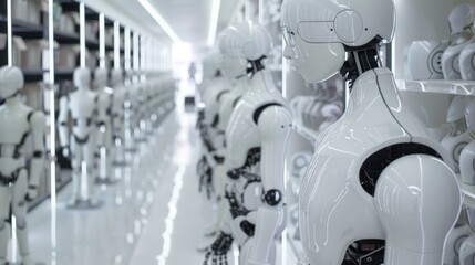 Obraz premium Advanced AI-Powered Shopping Experience in Busy Department Store. Futuristic 4K HD Wallpaper. AI-Generated Illustration. Background.