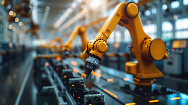 Automated production processes in a smart factory, enhancing efficiency and productivity