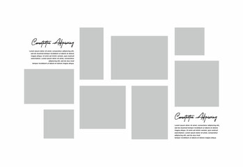 Pictures or photos frame collage. comics page grid layout abstract photo frames and digital photo wall template
