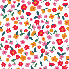 simple seamless pattern, colorful small flower fashion textile or wallpaper background, vector illustration