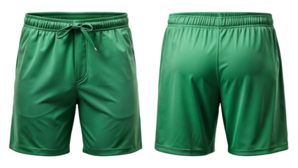 Green Athletic Shorts Mockup - Front and Back View isolated PNG on transparent background