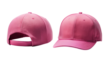 Pink Cap for Mockup - Front and Back View isolated PNG on transparent background