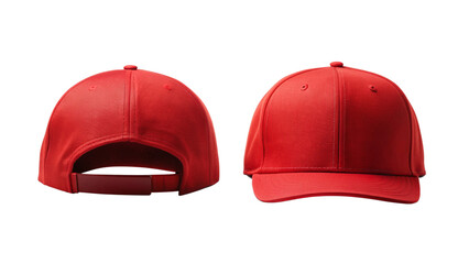 Red Cap for Mockup - Front and Back View isolated PNG on transparent background