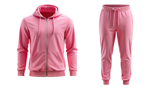 Pink Hoodie and Sweatpants Set isolated PNG on transparent background