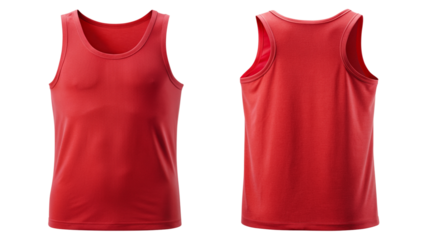 Red Tank Top Mockup - Front and Back View isolated PNG on transparent background