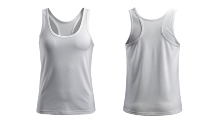 White Tank Top - Front and Back View isolated PNG on transparent background