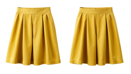 Yellow pleated culottes isolated PNG on transparent background