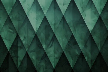 Natural and serene qualities highlighted by deep forest green in geometric diamonds.