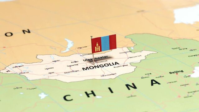 Mongolia with National Flag