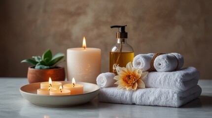 spa composition on white wooden background