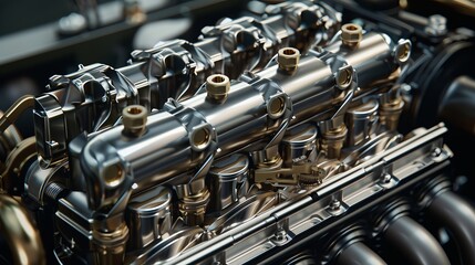 Fototapeta premium Essential engine parts. pistons, cylinders, valves, camshafts, and crankshafts powering vehicles