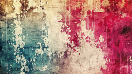 Obraz premium Grunge Texture Background and Vibrant Fusion. Artistic Grunge Texture with Red, Teal, and Gold Accents for Modern Background. 