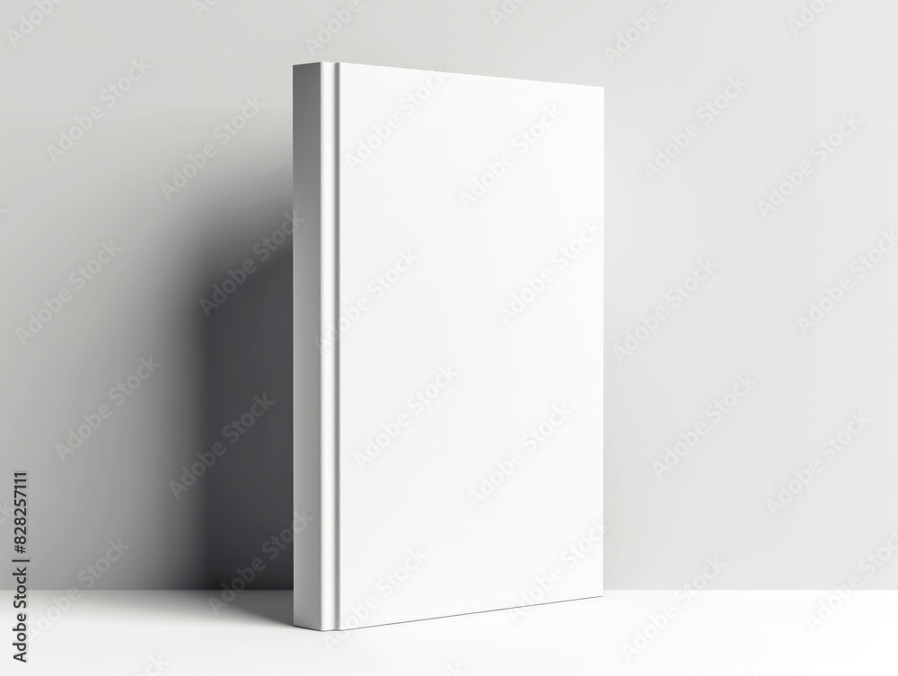 Poster a vertical blank book mockup on a light grey background, concept of publishing or branding. generati