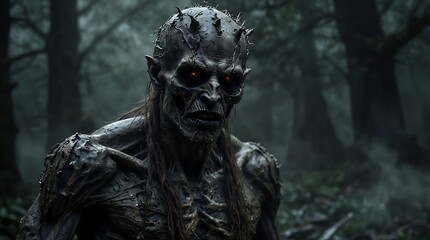Fototapeta premium Dark halloween The devil lives in the forest. Spirits that live in the forest, mysterious things