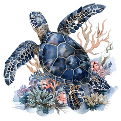 Close-up of a Sea Turtle, cut out