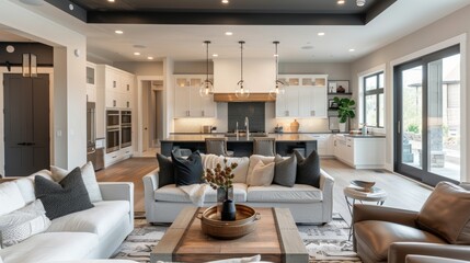 Fototapeta premium Stylish interior design inspiration. showcasing newly built houses with inviting living environments