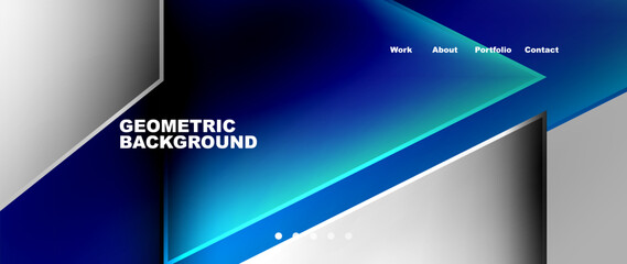 Flowing bright neon gradients geometric abstract background with triangles and lines. Fluid color pattern of color liquid gradient background for wallpaper, banner, background, card, landing page