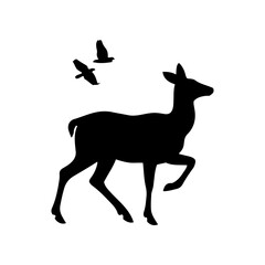 Fototapeta premium Vector silhouette of a deer in an elegant pose. simple design