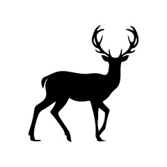 Vector silhouette of a deer in an elegant pose. simple design