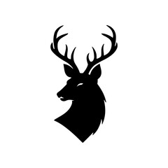 Naklejka premium Beautiful deer head and horn silhouette vector simple design