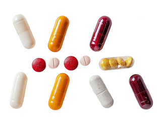 pills on white background