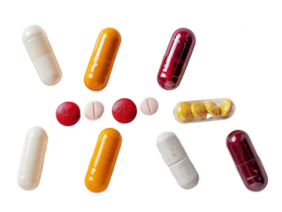 pills on white background